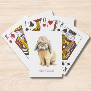 Jeu De Cartes Watercolor Floral Bunny Rabbit Personalized
