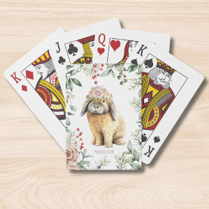 Jeu De Cartes Watercolor Floral Bunny Rabbit Personalized