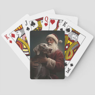 Jeu De Cartes Weimaraner avec Noël Festif du Père Noël