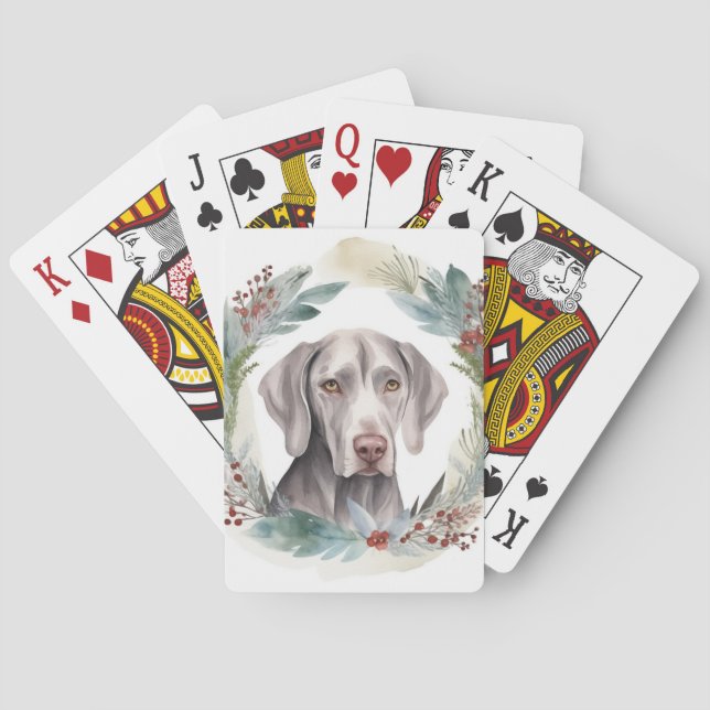 Jeu De Cartes Weimaraner Christmas Wreath Festive Pup (dos)