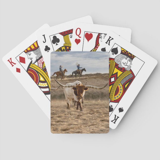 Jeu De Cartes Western Cowboys with Longhorn Cattle (dos)