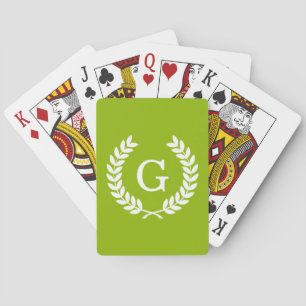 Jeu De Cartes Wheat vert Laurel Wreath Initial Monogram