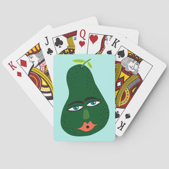 Jeu De Cartes Whimsical Avocado Funny Face PERSONNALISER IT (dos)