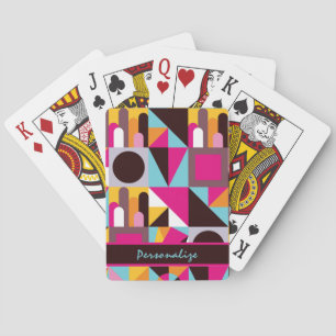 Jeu De Cartes Wild Retro Motif géométrique Hot rose bleu noir
