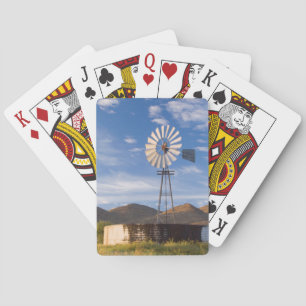 Jeu De Cartes Windmill And Dam In The Karoo At Sunrise