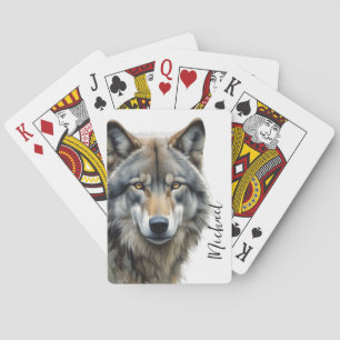 Jeu De Cartes Wolf Portrait Votre nom Écriture personnalisée