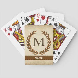 Jeu De Cartes Wreath Laurel sur le monogramme initial M