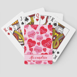 Jeu De Cartes XOXO Valentine rose Motif de coeur rouge rose