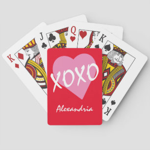 Jeu De Cartes XOXO Valentine rose Nom du coeur Rouge