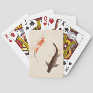 Jeu De Cartes Yin Yang Koi pêche dans la peinture orientale de