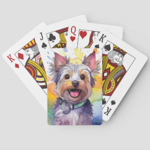 Jeu De Cartes Yorkshire Terrier Chien Jouant aux cartes