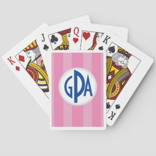 Jeu De Cartes Your monogram on Raspberry "Beach Chair Stripes"