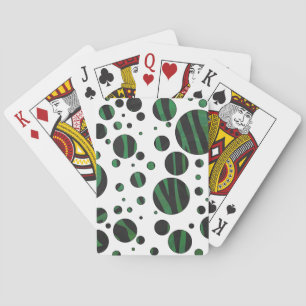 Jeu De Cartes Zebra noir et vert Polka point