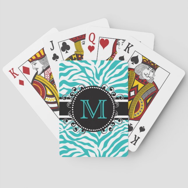 Jeu De Cartes Zebra Patch Cool Funky Monogramme (dos)
