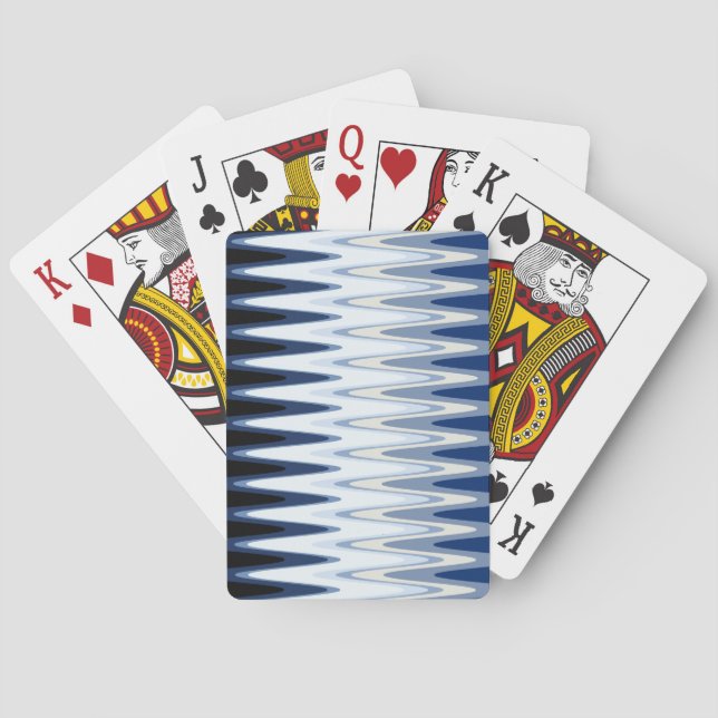 Jeu De Cartes Zig Zag Bleu Blanc Gris Beige Motif (dos)