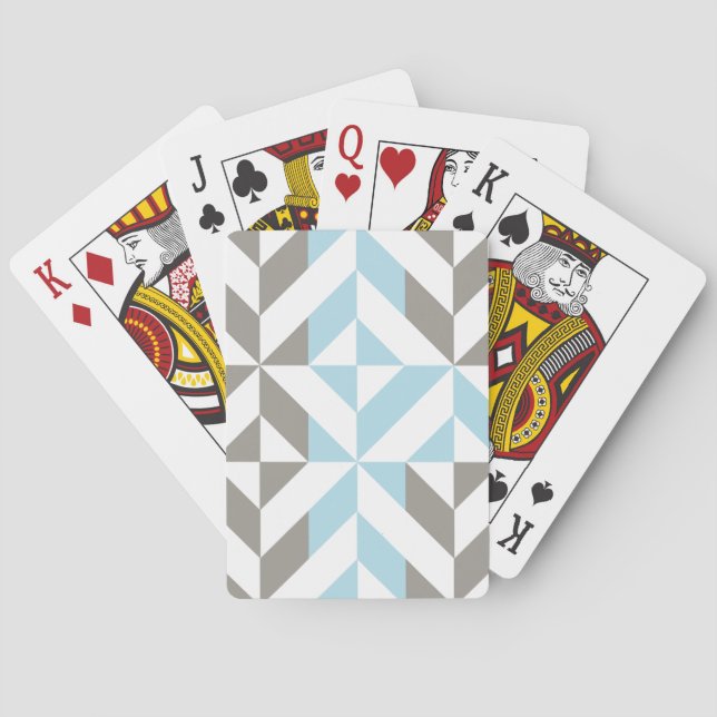 Jeu De Cartes ZigZag géométrique bleu et argent (dos)