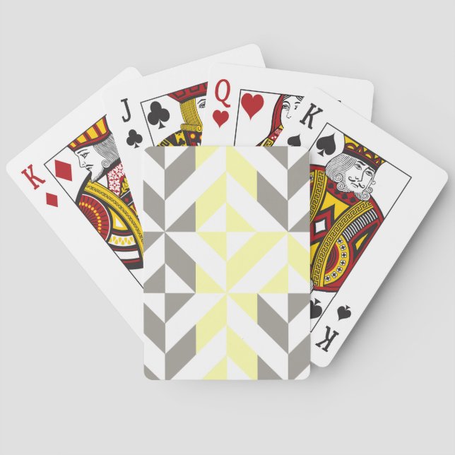 Jeu De Cartes ZigZag géométrique jaune et argent (dos)