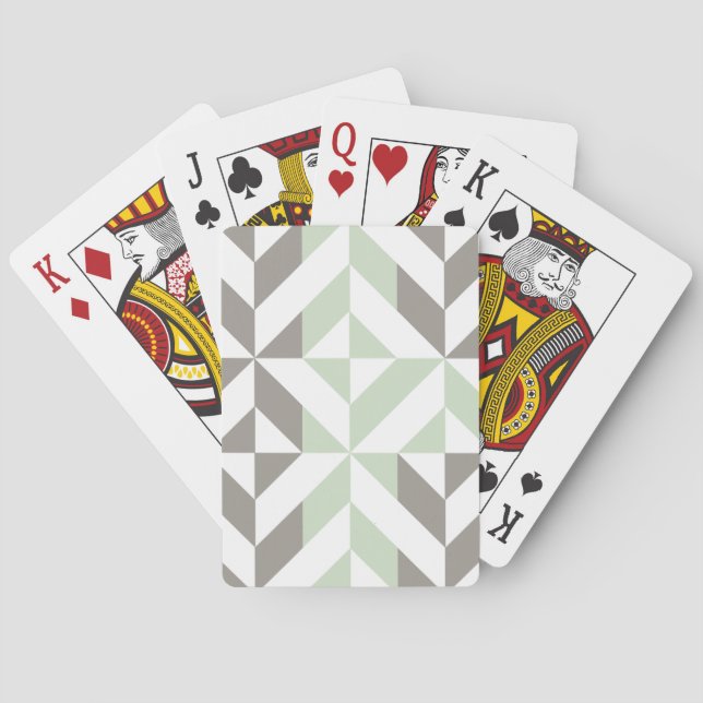 Jeu De Cartes ZigZag géométrique Sage Green et Silver (dos)