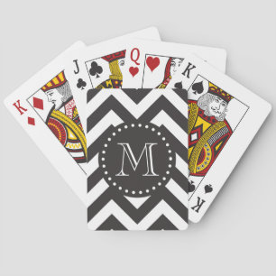 Jeu De Cartes Zigzag noir et blanc Chevron Monogramme