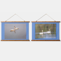 Jeu de cygnes 2 tapisseries murales en bois
