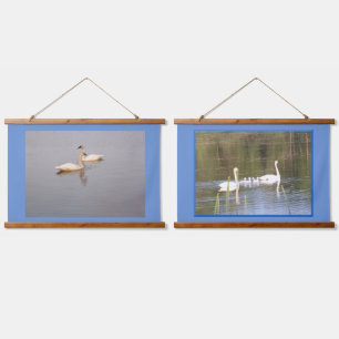 Jeu de cygnes 2 tapisseries murales en bois