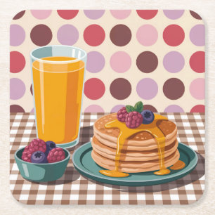 Jeu de Dessous de verre Carré de petit-déjeuner Po