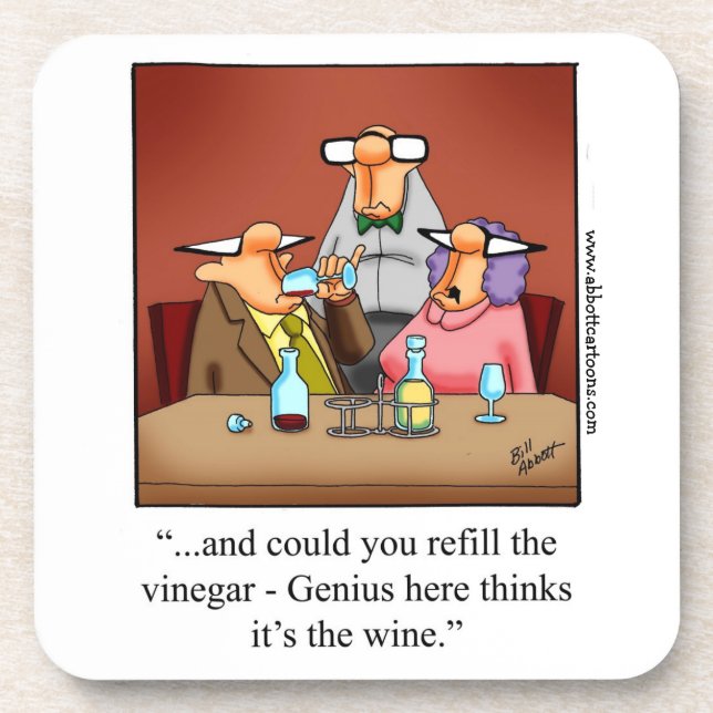 Jeu de Dessous de verre d'Humours à vin amusant (Devant)