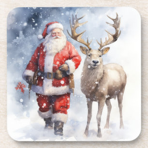 Jeu de Dessous de verre Père Noël aquarelle