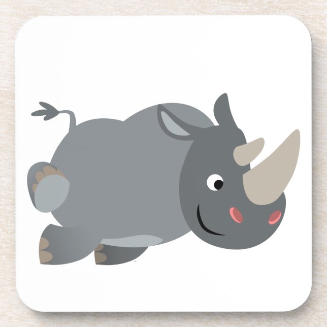 Jeu de Dessous de verre Rhino Chargement Cartoon (Devant)