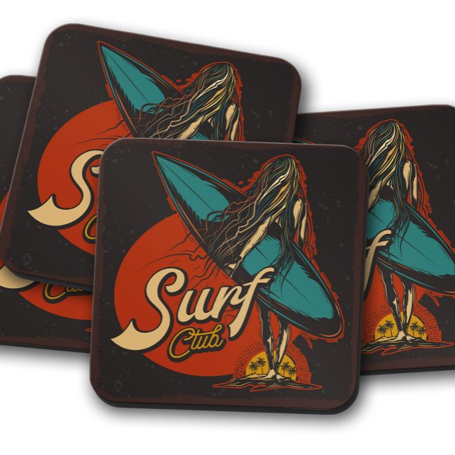 Jeu de Dessous de verre Surfer Girl | Ensemble de  (Créateur téléchargé)