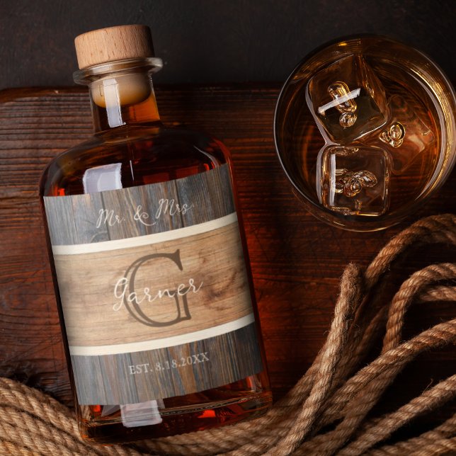 Jeu de Étiquette de Mariage de bouteille en bois r (Créateur téléchargé)