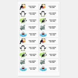 Jeu de étiquettes d'animaux de découpe de texte pe