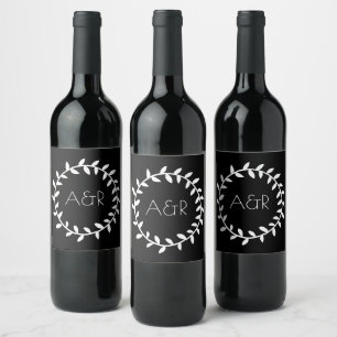 Jeu de Étiquettes de boissons de Mariage blanc noi