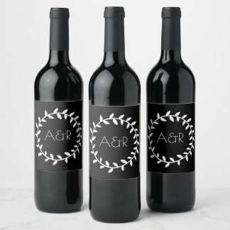 Jeu de Étiquettes de boissons de Mariage blanc noi