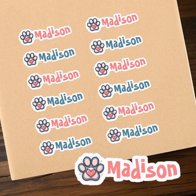 Jeu de Étiquettes de nom personnalisé de l'Emprein (🐾 Colorful labels made just for you! ❤️💙)