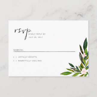 Jeu de Faire-part de mariage vertes carte RSVP