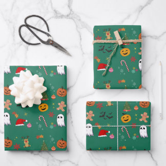 Jeu de feuilles plats de papier d'enveloppement de