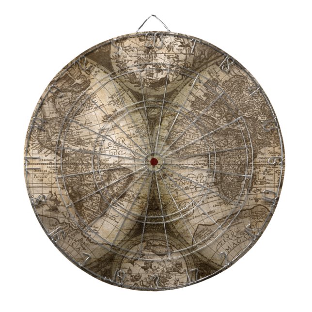 Jeu De Fléchettes Antique Historique Ancien Monde Atlas Continents (Devant)