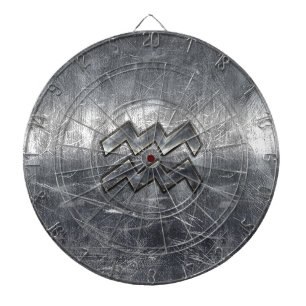 Jeu De Fléchettes Aquarius Symbole Grunge Distressed Silver Steel