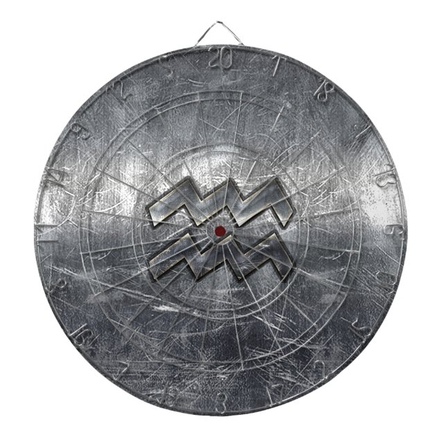 Jeu De Fléchettes Aquarius Symbole Grunge Distressed Silver Steel (Devant)