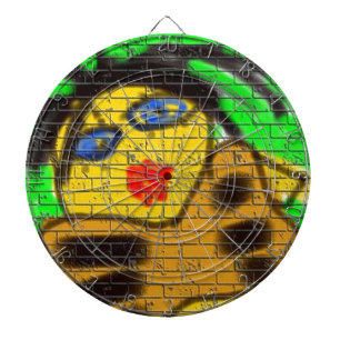 Jeu De Fléchettes Black Hair Woman Graffiti Wall Painting Green