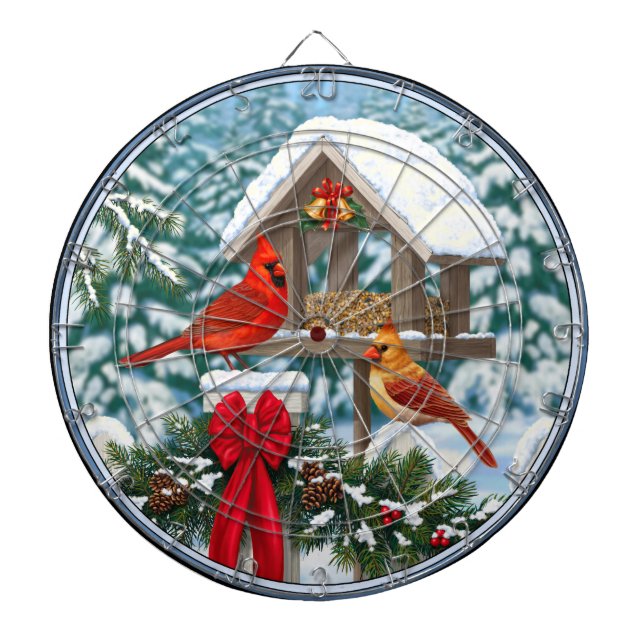 Jeu De Fléchettes Cardinaux et nourriciers d'oiseaux de Noël (Devant)