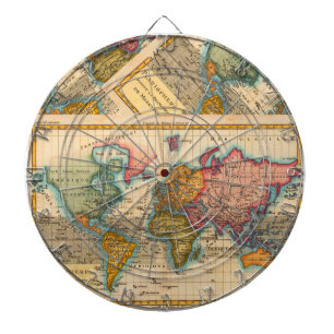 Jeu De Fléchettes Carte du Monde 1780 Bonne Antique Planisphère