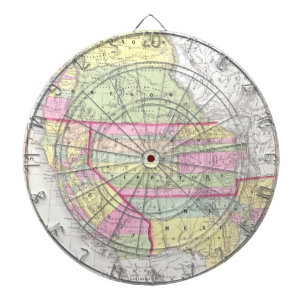 Jeu De Fléchettes Carte vintage de l'Ouest des États-Unis (1853)