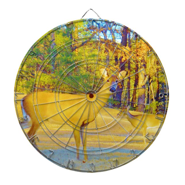 Jeu De Fléchettes Cerf de couleur moutarde avec bleu clair (Devant)