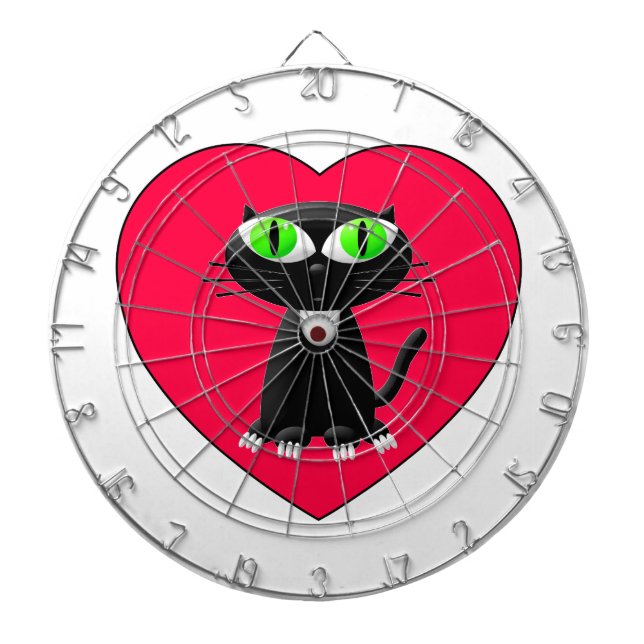 Jeu De Fléchettes Chat noir dans le coeur rouge (Devant)