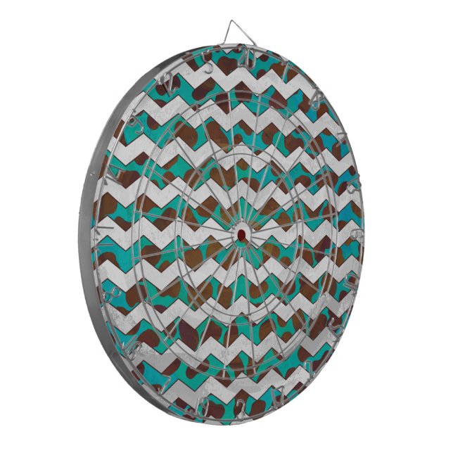 Jeu De Fléchettes Chevron Dalmatien Brun et Teal (Devant gauche)