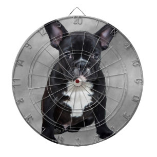 Jeu De Fléchettes Chien de taureau français assis aquarelle peinture