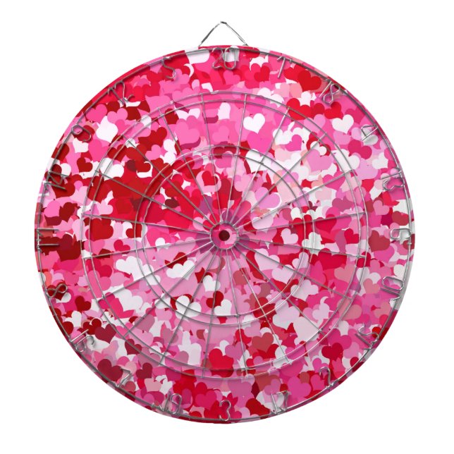 Jeu De Fléchettes Cœurs de confettis roses (Devant)