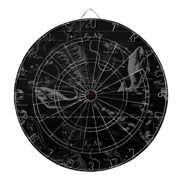 Jeu De Fléchettes Constellation des Poissons Hevelius 1690 sur fond  (Devant)